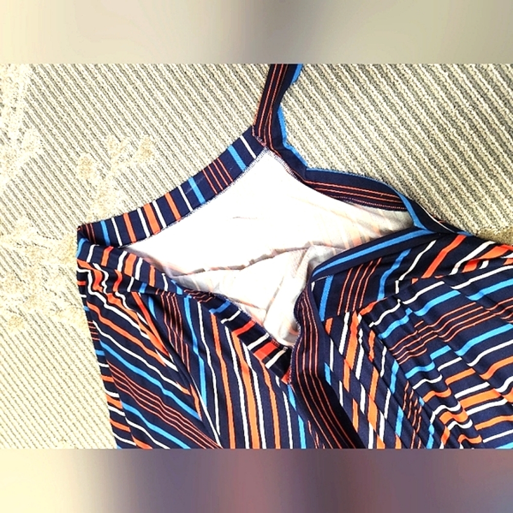 Striped Maxi Skirt With Ties. Custom Cut & Sewn. Mannequin Worn Only. - Picture 14 of 16